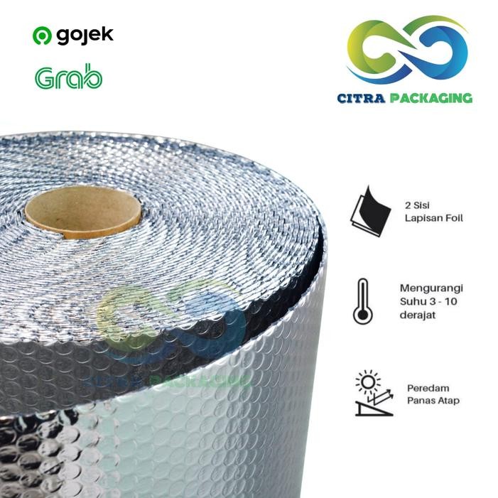 PLASTIK BUBBLE ALUMUNIUM FOIL ANTI PANAS UNTUK ATAP / GENTENG ROLL 25M