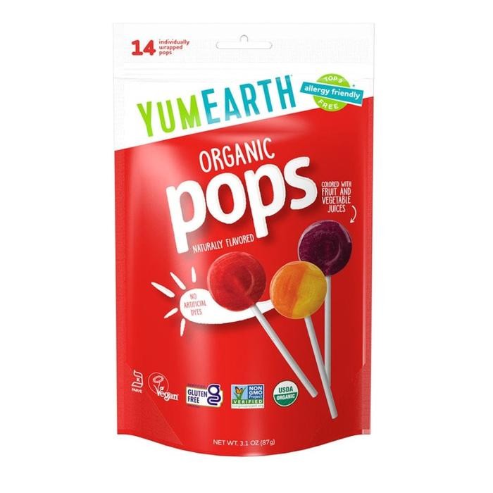 

YumEarth Organic Pops Yum Earth 14pops Lollipops gluten free sugar 14 pops 15 pops free vegan non