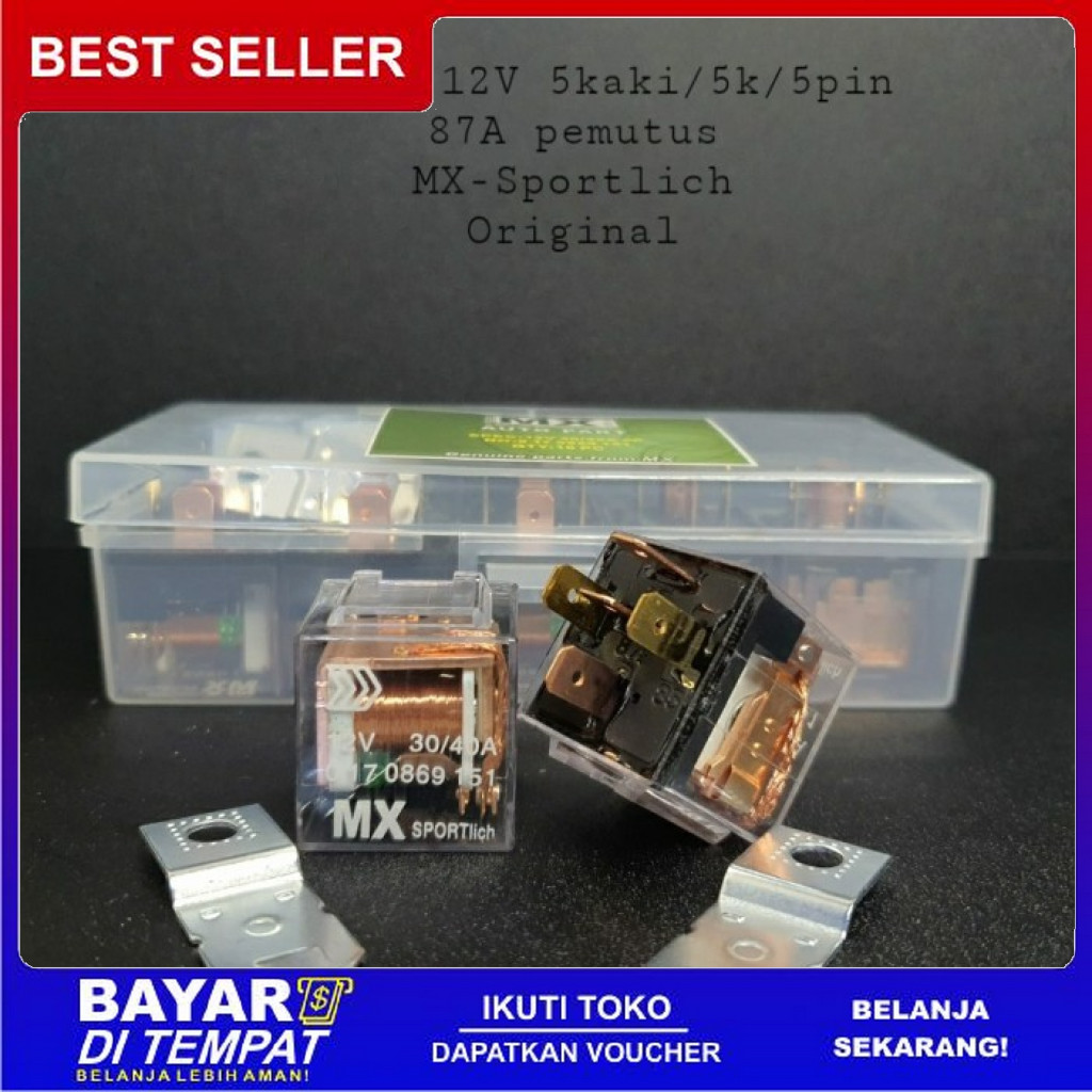 FREE ONGKIR RELAY 12V RILEY 5KAKI 5K 5PIN 87A PEMUTUS MX-SPORTLICH ORIGINAL BISA COD