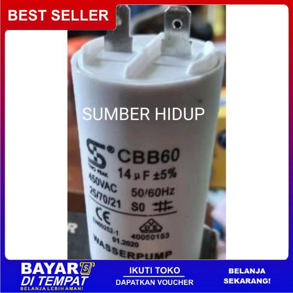 FREE ONGKIR NEW KAPASITOR 2 PIN CBB60 8UF / 12UF / 14UF / 16UF / 20UF / 25UF 450V CAPASITOR CBB 60