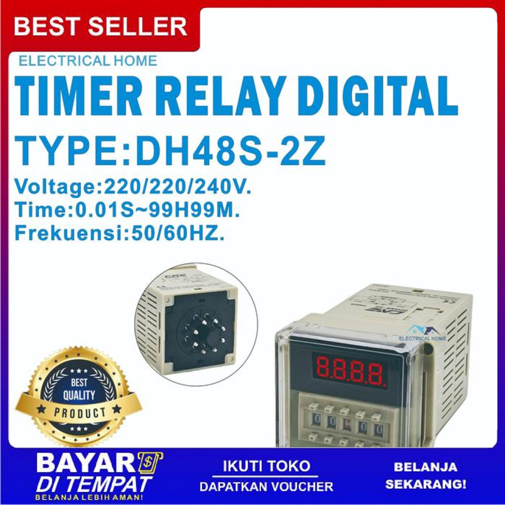 FREE ONGKIR TIMER RELAY DIGITAL / TIMER DELAY RELAY DIGITAL DH48S-2Z BISA COD