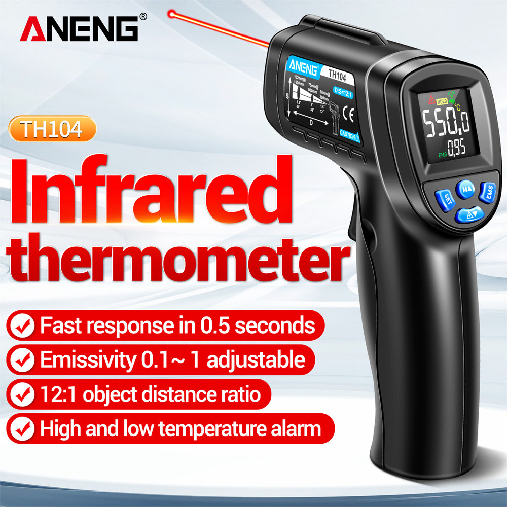 BEST ANENG TH104 Infrared Handheld Temperature Gun -50~550℃ IR laser Sensor Thermometer Thermal Imag