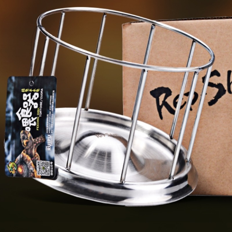 Dispenser Baki Stainless Steel Mangkuk Pengumpan Piring Air Kura-kura untuk Kadal