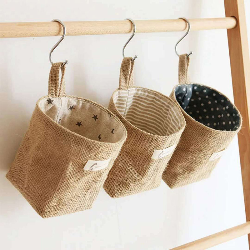 1 Buah Keranjang Penyimpanan Tas Penyimpanan Linen Katun Organizer Kosmetik Organizer Serba-serbi Ka