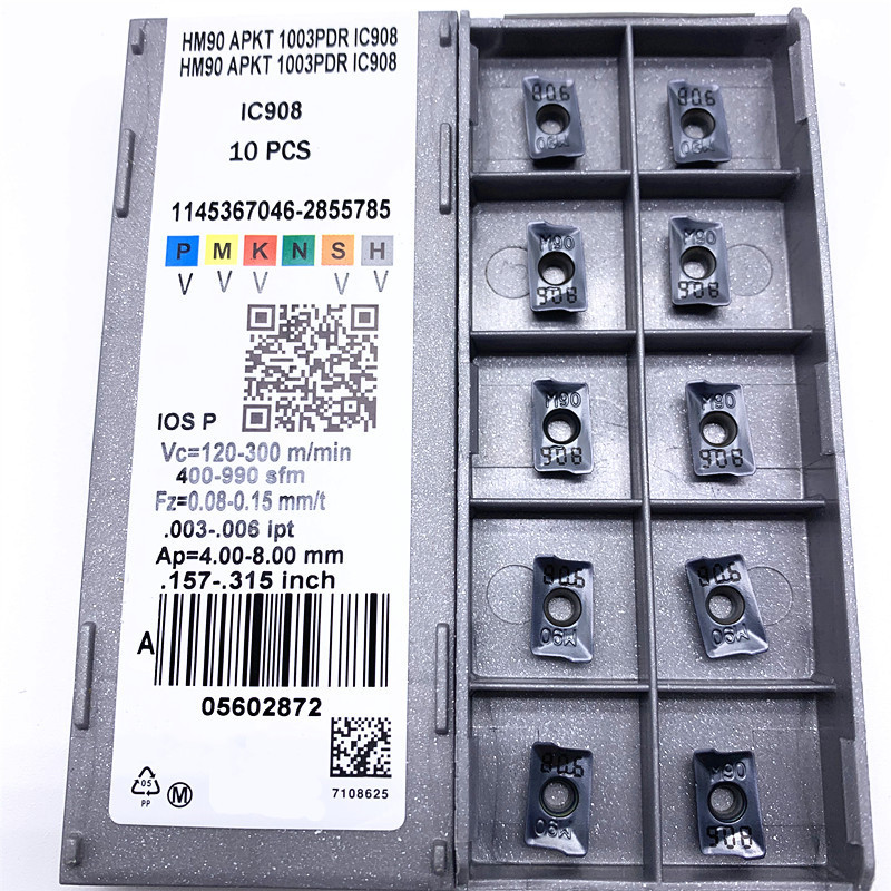 HM90 APKT1003 IC908 Pemotong Penggilingan Alat Putar Sisipan Karbida untuk Cnc APKT 1003 Face Mill A