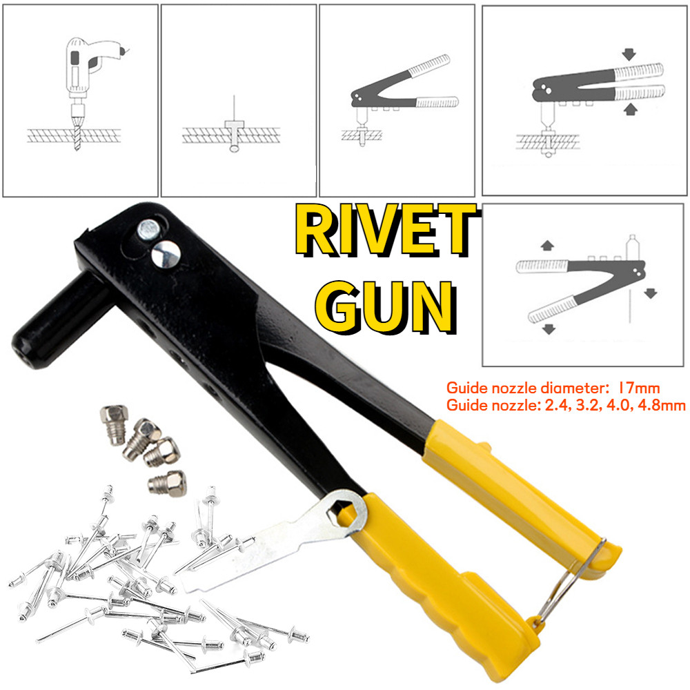 Pistol Paku Keling Aluminium Adaptor Paku Keling Kulit Tugas Berat Nosel Paku Keling Obeng Anti Kara