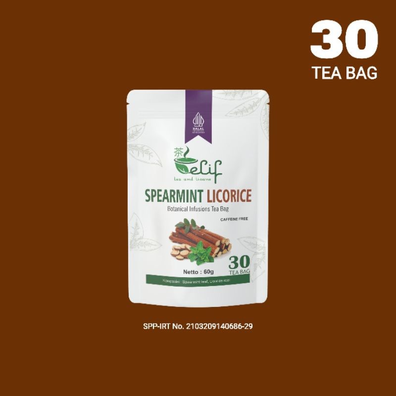 

ELIF TEA AND TISANE Spearmint Licorice Tea Teh Spearmint Jerawat Asam Lambung 30 Te Bag [PREMIUM]