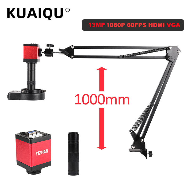 Mikroskop Digital HDMI Set Lengkap untuk Kamera Mikroskop VGA 13MP Elektronik dengan Lensa Dudukan 1