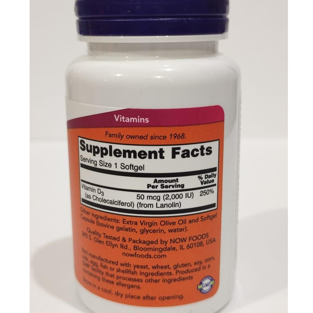 Now Foods Vitamin D3 2IU 120 Now Vitamin D3 2 iu