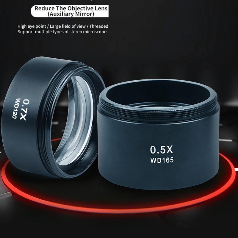 0,5X 0,7X Mikroskop Trinokuler Mikroskop Binokuler Lensa Objektif Tambahan Lensa Barlow dengan Benan
