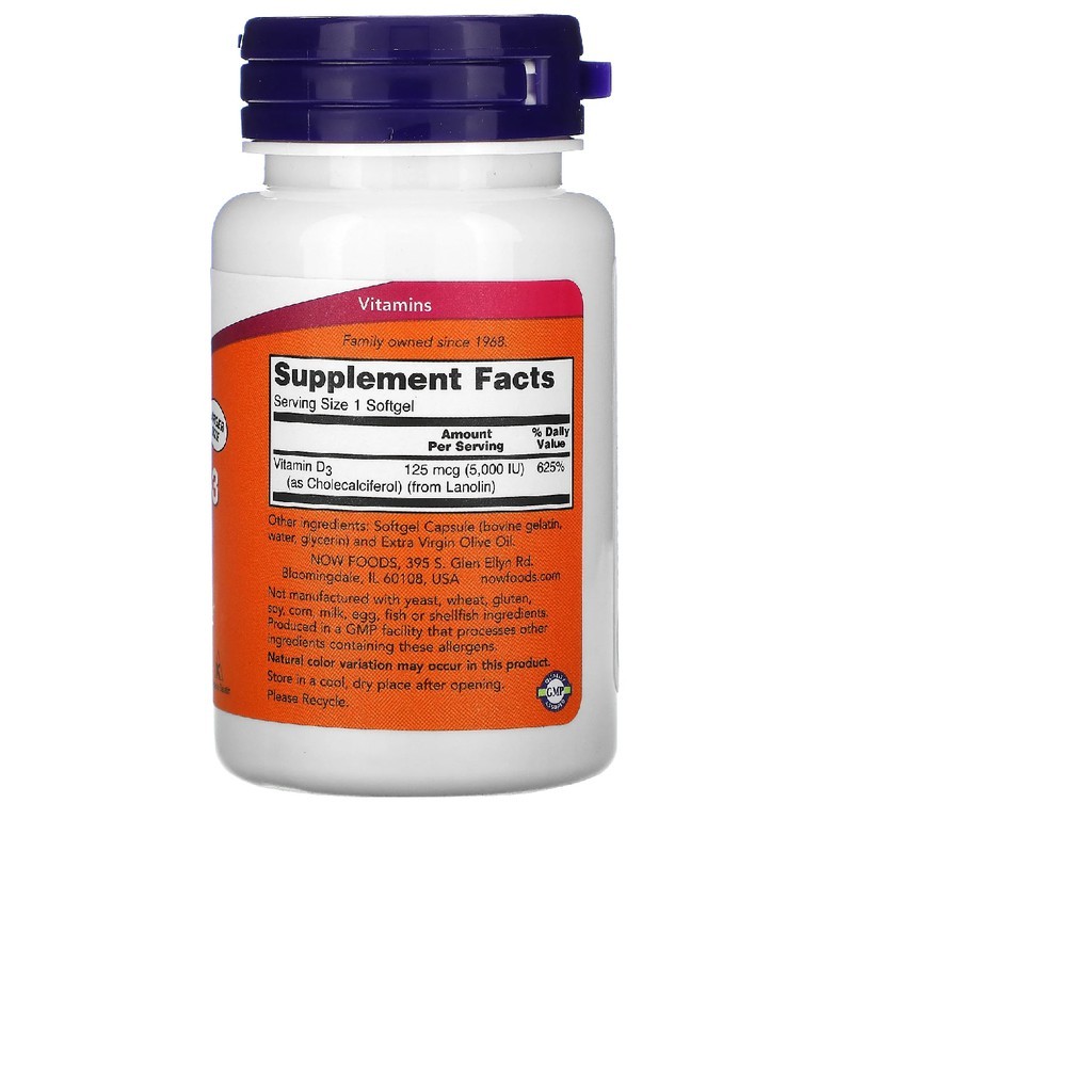 Now D3 0 IU 240 Gells Vitamin D3 0IU