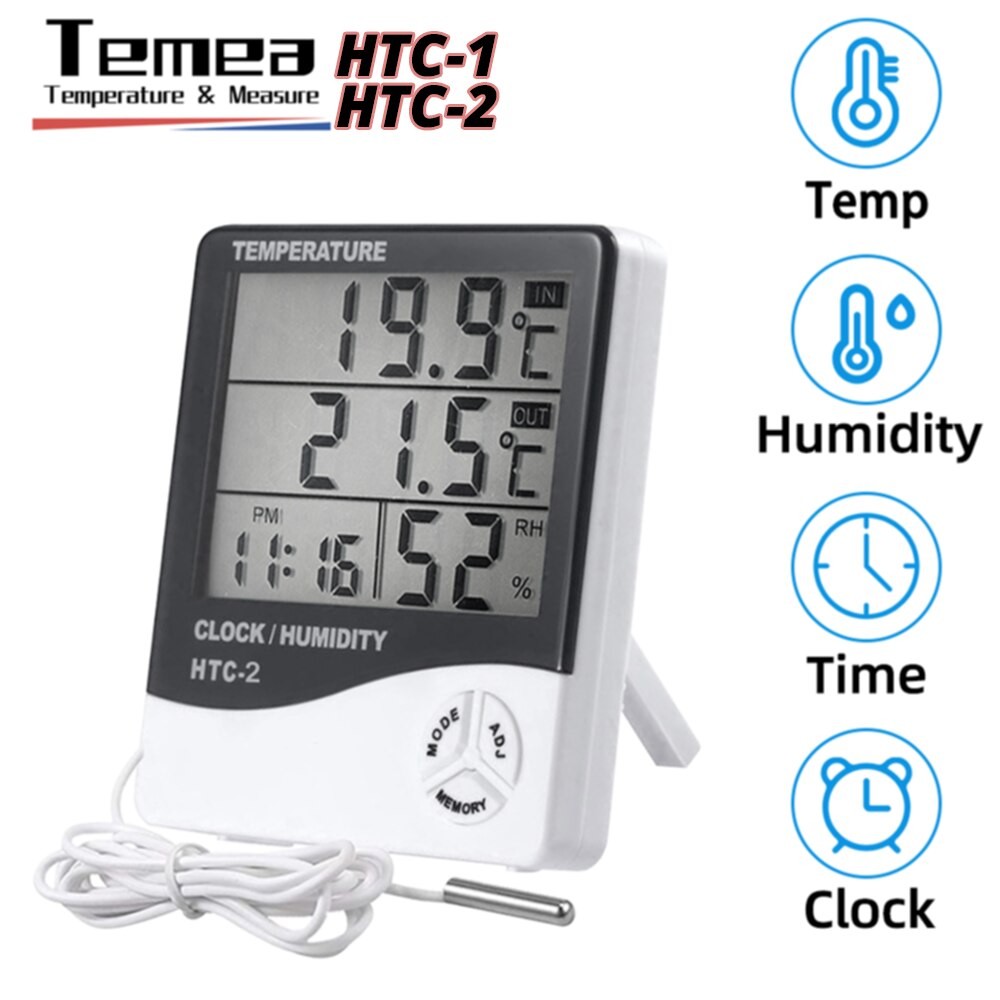1/2 Buah HTC-1 HTC-2 LCD Meteran Kelembapan Elektronik Pintar Listrik Digital Higrometer Termometer 