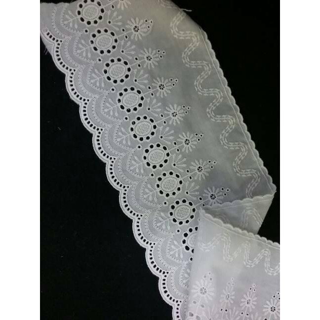 Renda Katun Jepang Kualitas Halus Lebar 12 Cm Per Pcs