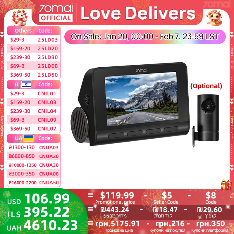 Terlaris 70mai 4K Dash Cam A810 Ultra HD Built-in GPS ADAS Auto Record 150FOV Motion Detection 70ma