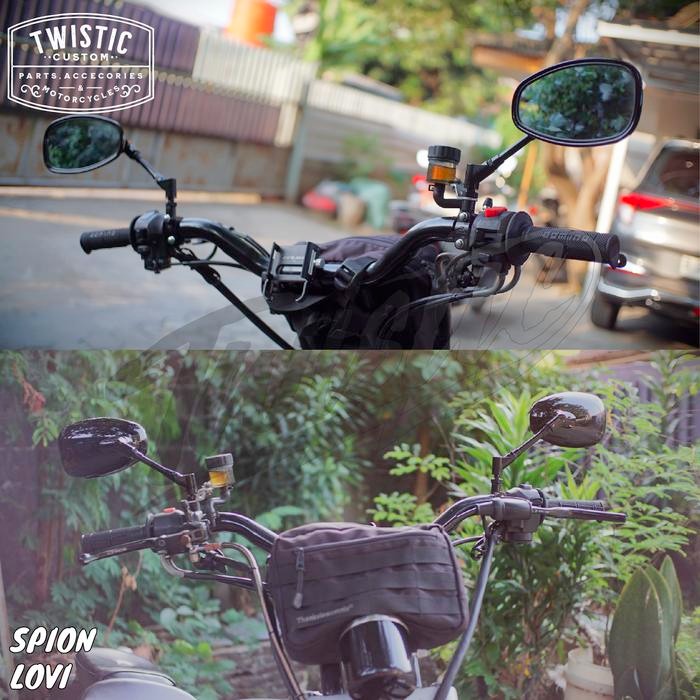 TERBARU Spion Oval Lovi Motor Benelli Patagonian Eagle 250 Keeway SCR 250 Kawasaki Vulcan Honda