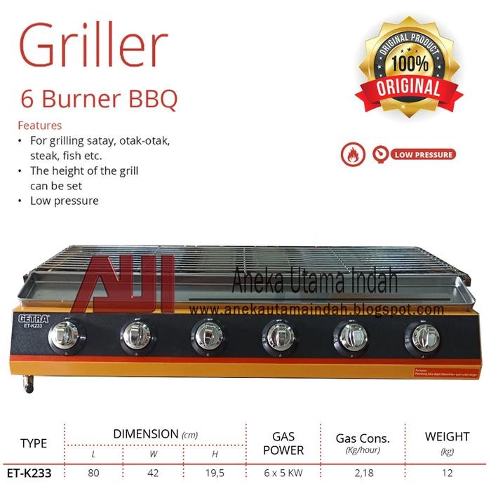 Panggangan Gas Getra 6 Tungku Etk-233 Mo