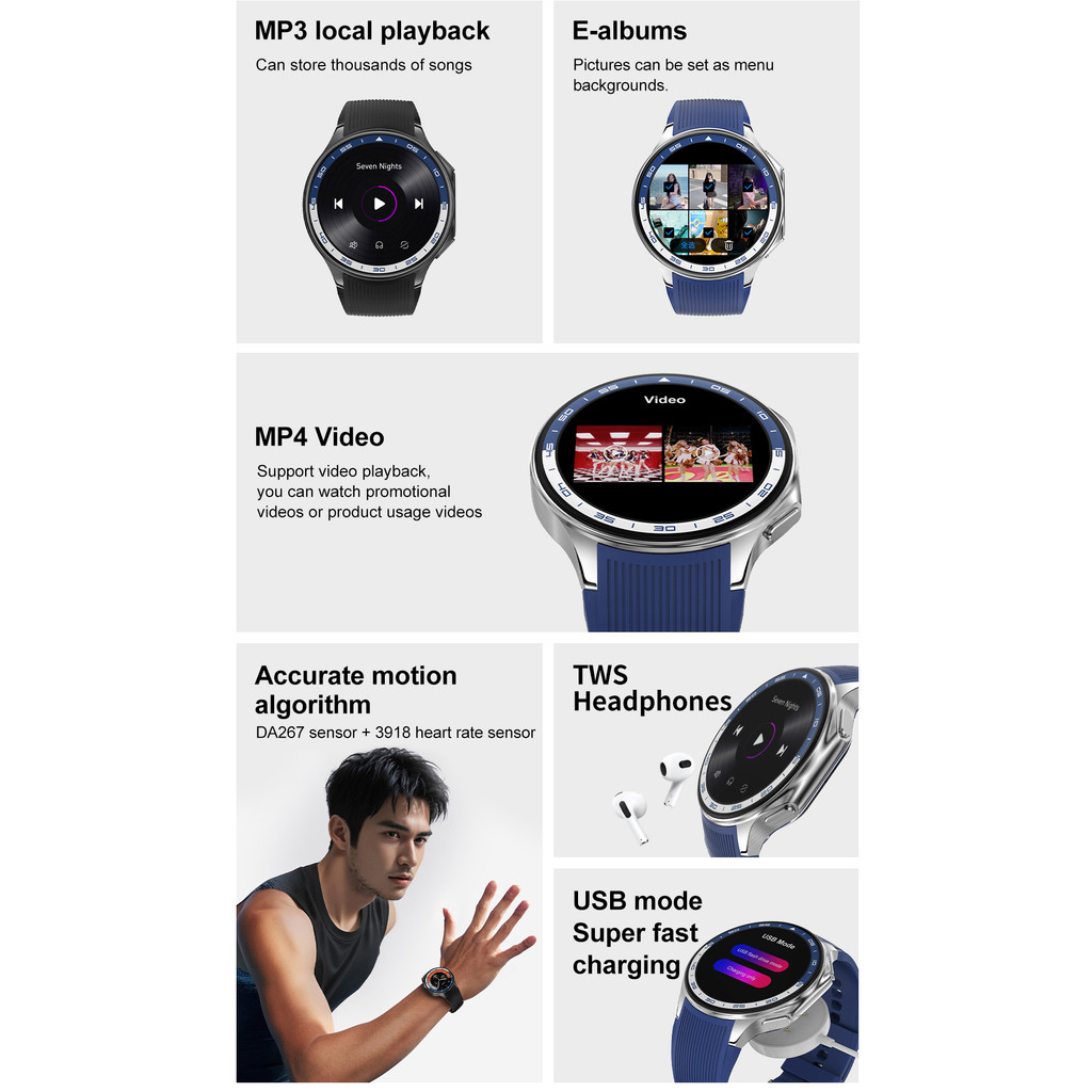 Latest DT Watch X Men's High end Smartwatch For OPPO 4GB Video Album Bluetooth 5.3MP3 Music Men's an