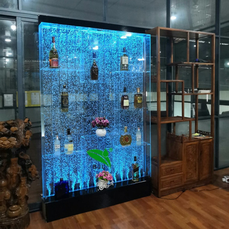 (Customized) Restaurant Bar light up furniture led colorful water bubble wall acrylic display wine g