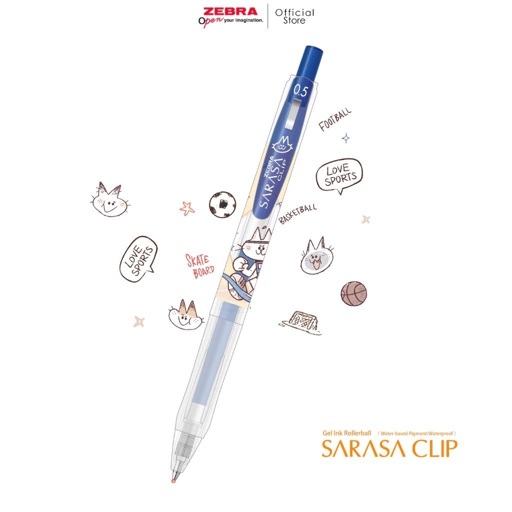 

ZEBRA Sarasa 0.5mm Sports Cat Gel Pen SATUAN - Pulpen Pena Sarasa Karakter Kucing Murah