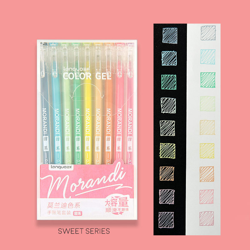 

Morandi Real Pulpen Colors Gel Pen SET Isi 9pc / Pena Ballpoint Warna Warni SET Lucu Unik Murah