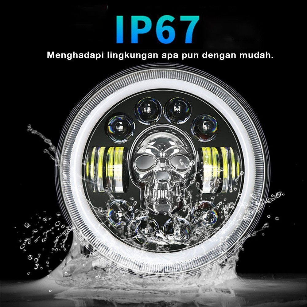 Lampu Daymaker Tengkorak 7 Inch LED Bulat Lampu Tengkorak 40 Watt CR7 Lampu Daymaker Tengkorak 12