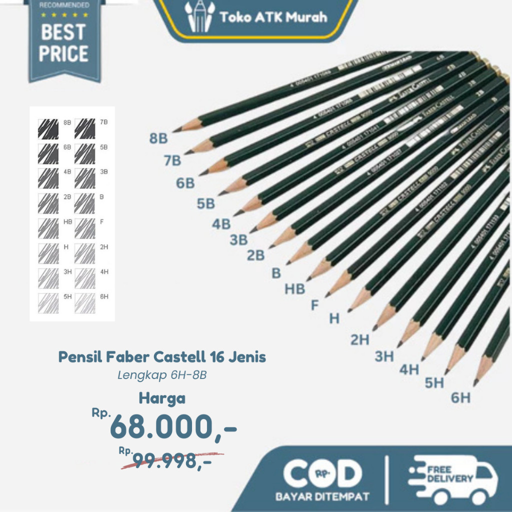 

Pensil Faber Castell 9000 Lengkap 16 pcs ( 6H - 8B )