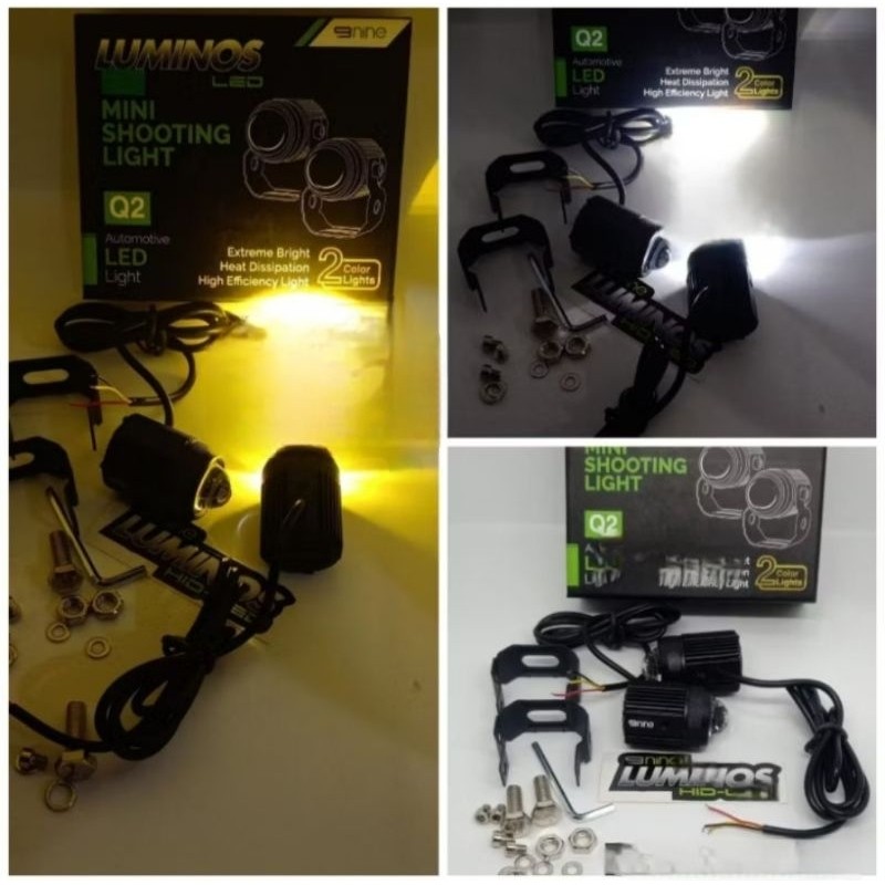 Lampu Laser Led LUMINOS NINE Q2 2 Warna - Lampu Sorot D2 Laser Putih Kuning Motor Mobil