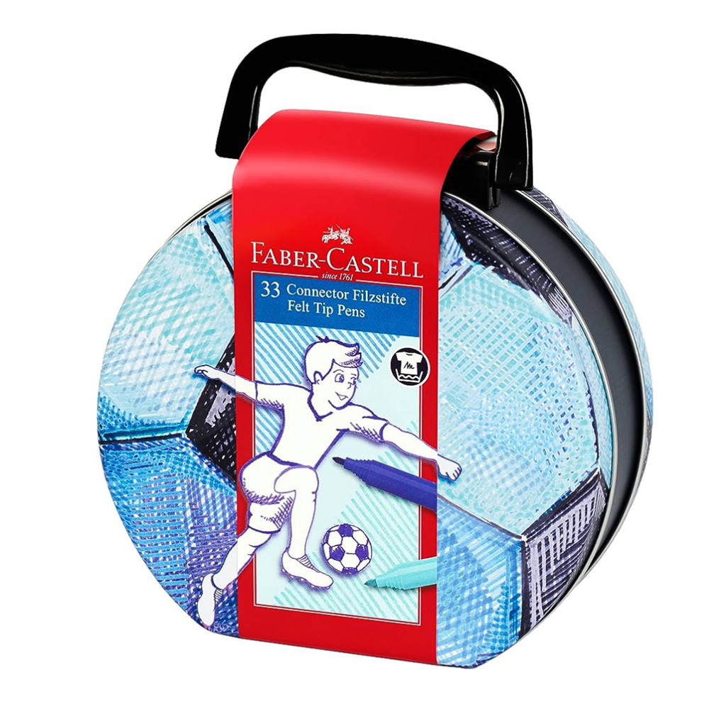 

Konektor Pen Faber Castell / Spidol Warna / Connector Pen in Soccer Gift Tin & Hand Bag Gift Tin