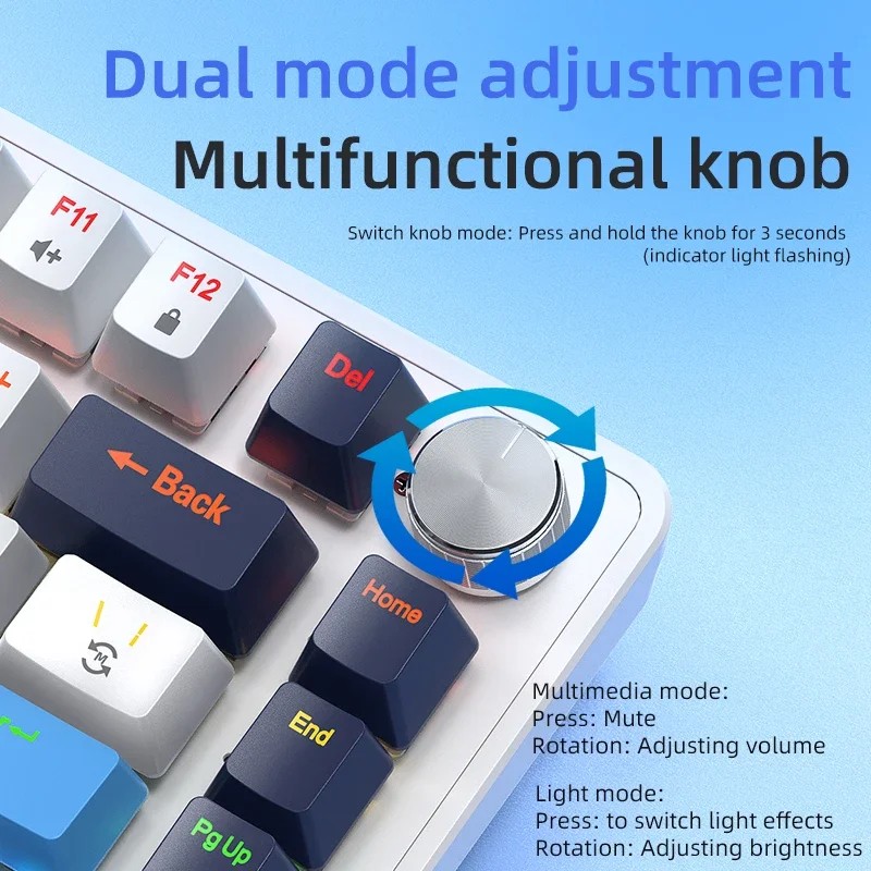 K82 Wired Mechanical Keyboard 75% layout,Full Key Hot Swappable ,Cool Backlight,82 Keys,Multifunctio