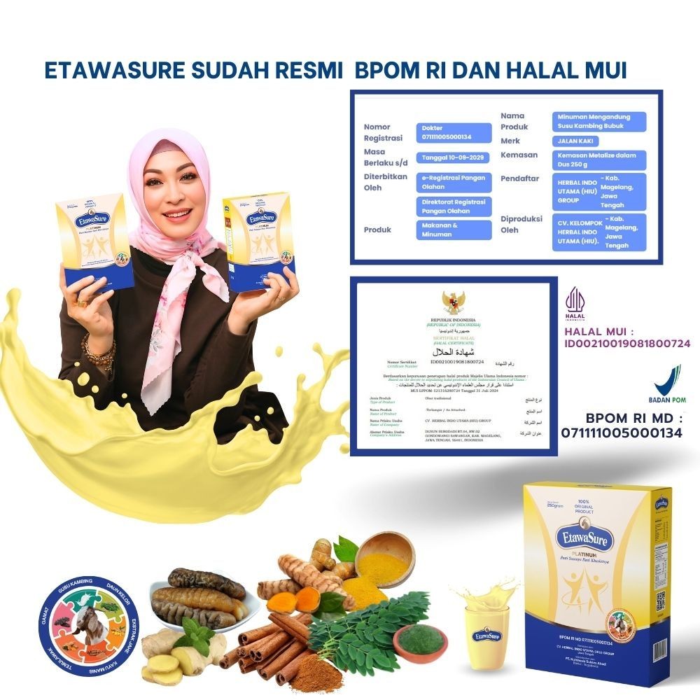 

Etawasure Susu Bubuk Etawa Herbal Paket 3 Box 750gram Atasi Nyeri Sendi Encok Asam Urat dan segala