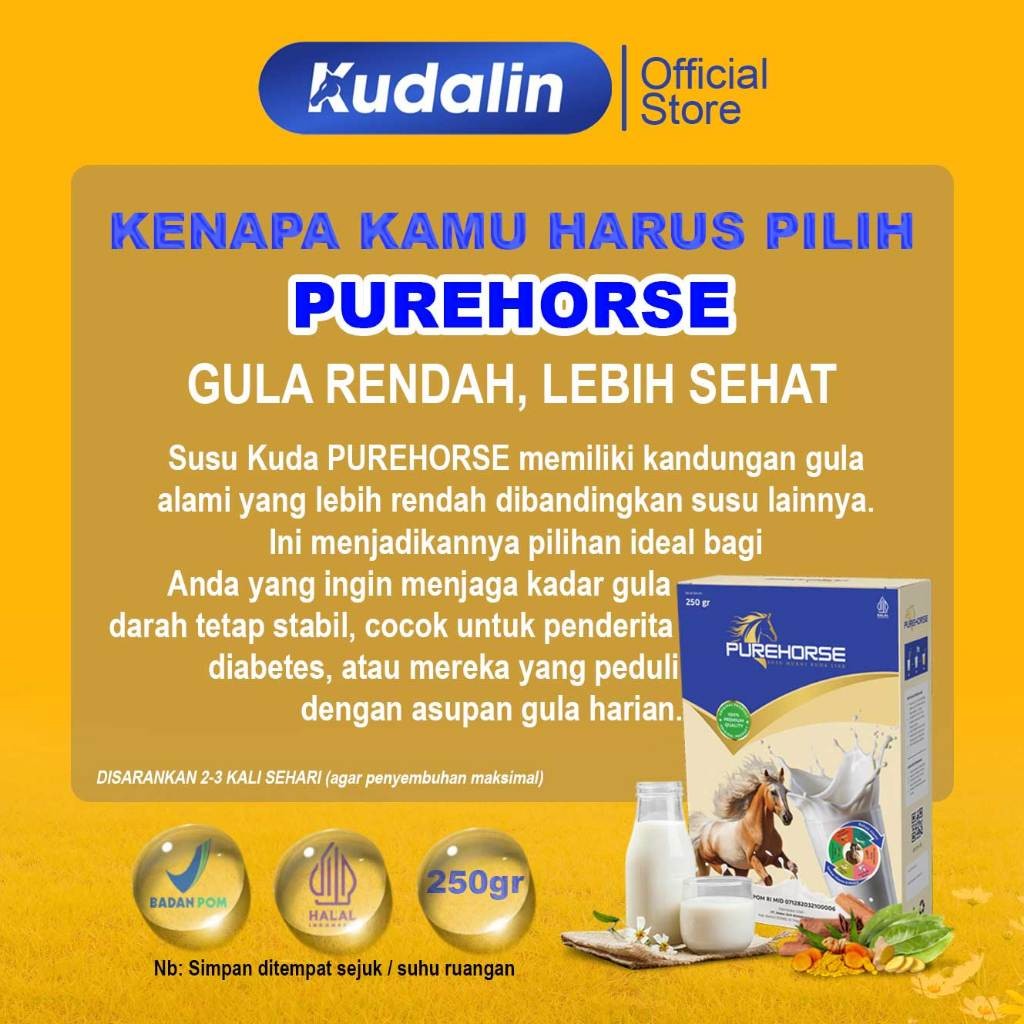 

Pure Horse Susu Kuda Murni 100% Berat 250gr Paket 2 Box