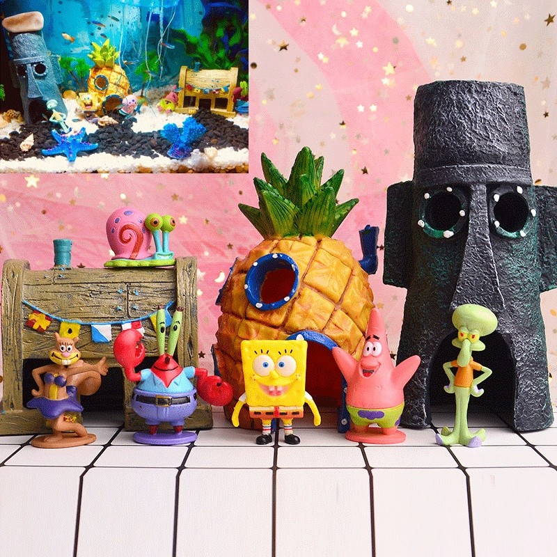 HIASAN AQUARIUN SPONGEBOB SQUAREPANTS FIGUREANS ACTION FIGURE SPONGEBOB FIGURE KUE ULTAH SPONGEBOB