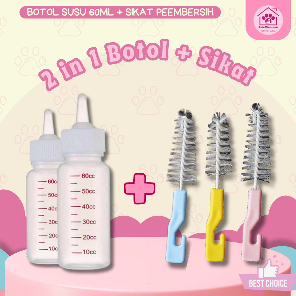 BOTOL SUSU KUCING/DOT ANAK KUCING BARU LAHIR PAKET KOMPLIT BOTOL + DOT STERIL