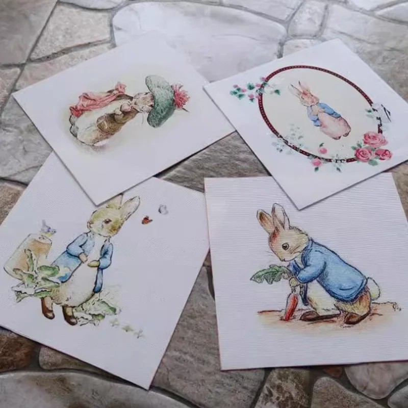 

Hand Dyed Cotton Canvas Fabric Cartoon Rabbit Family For Diy Sewing & Quilting Purse Book Cover Home