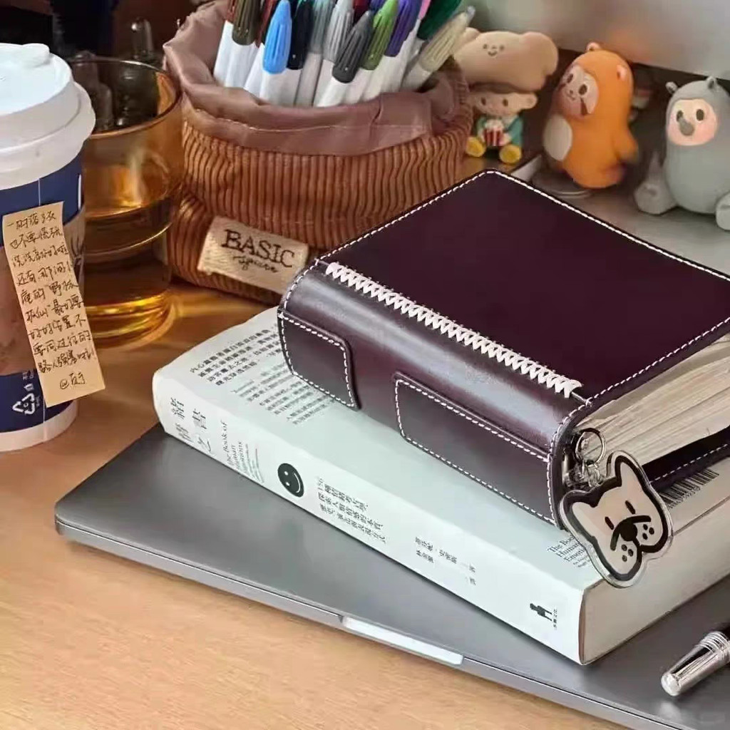 

Dark Brown Leather M5 Notebook With Thickened Blank Inner Pages. This Portable Pocket Book Is