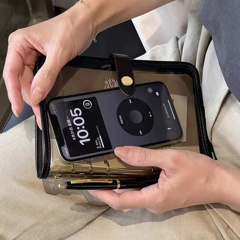 

Semi-Transparent Jelly Cover 6 Hole Loose-Leaf Binder Notebook Diary Agenda Planner Business Office