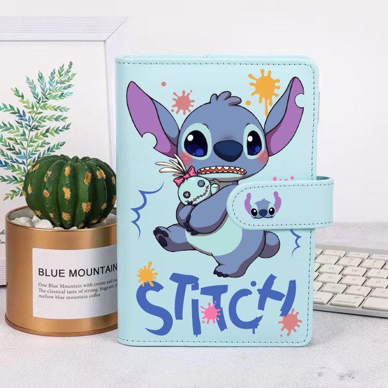 

Stitch Cute A6 Handbook Cartoon Notebook Pu Cover High Beauty Diary Student Loose Leaf Diary