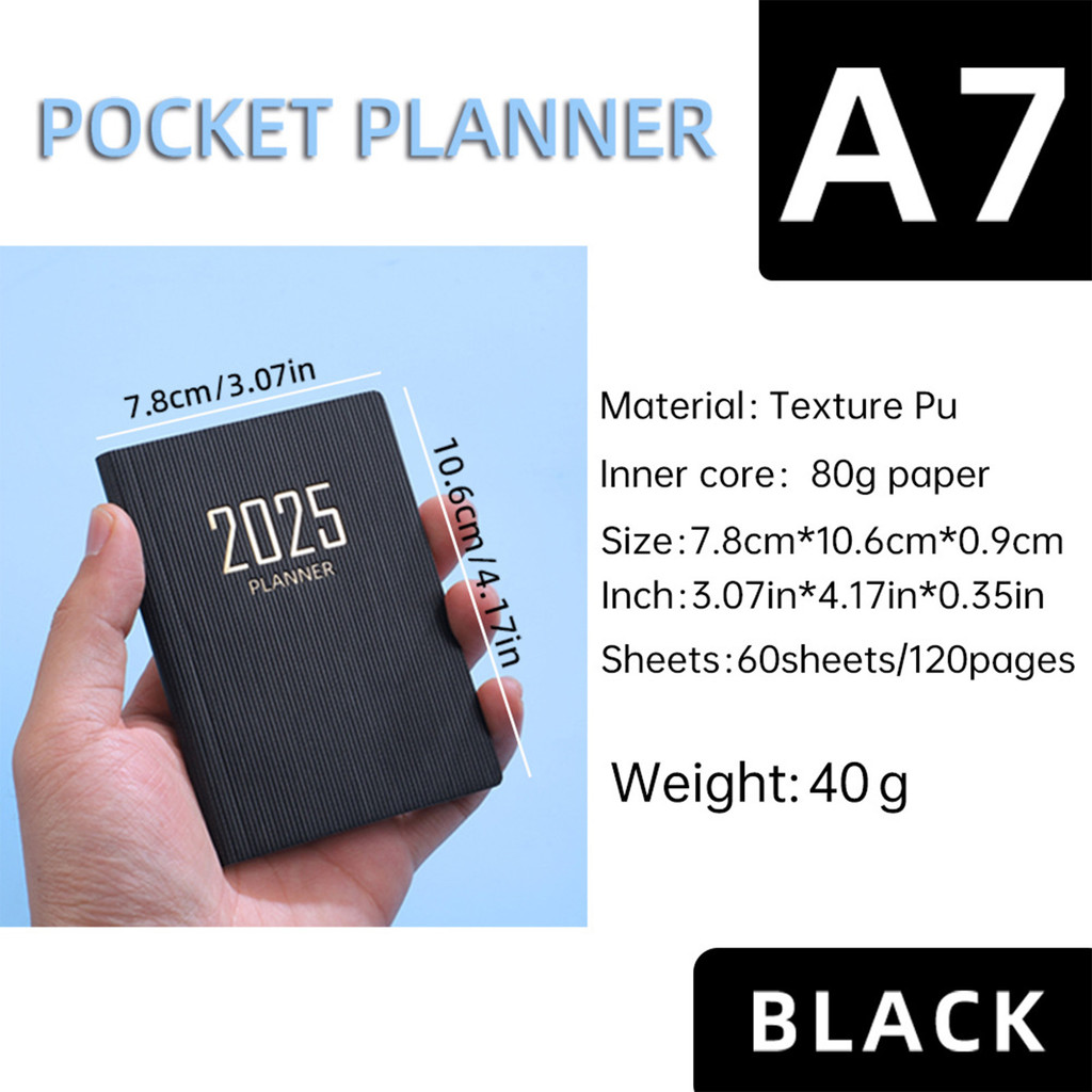 

2025 A7 Mini Portable Book Diary Weekly Planner Notebooks To Do List English Notepad With Calendar