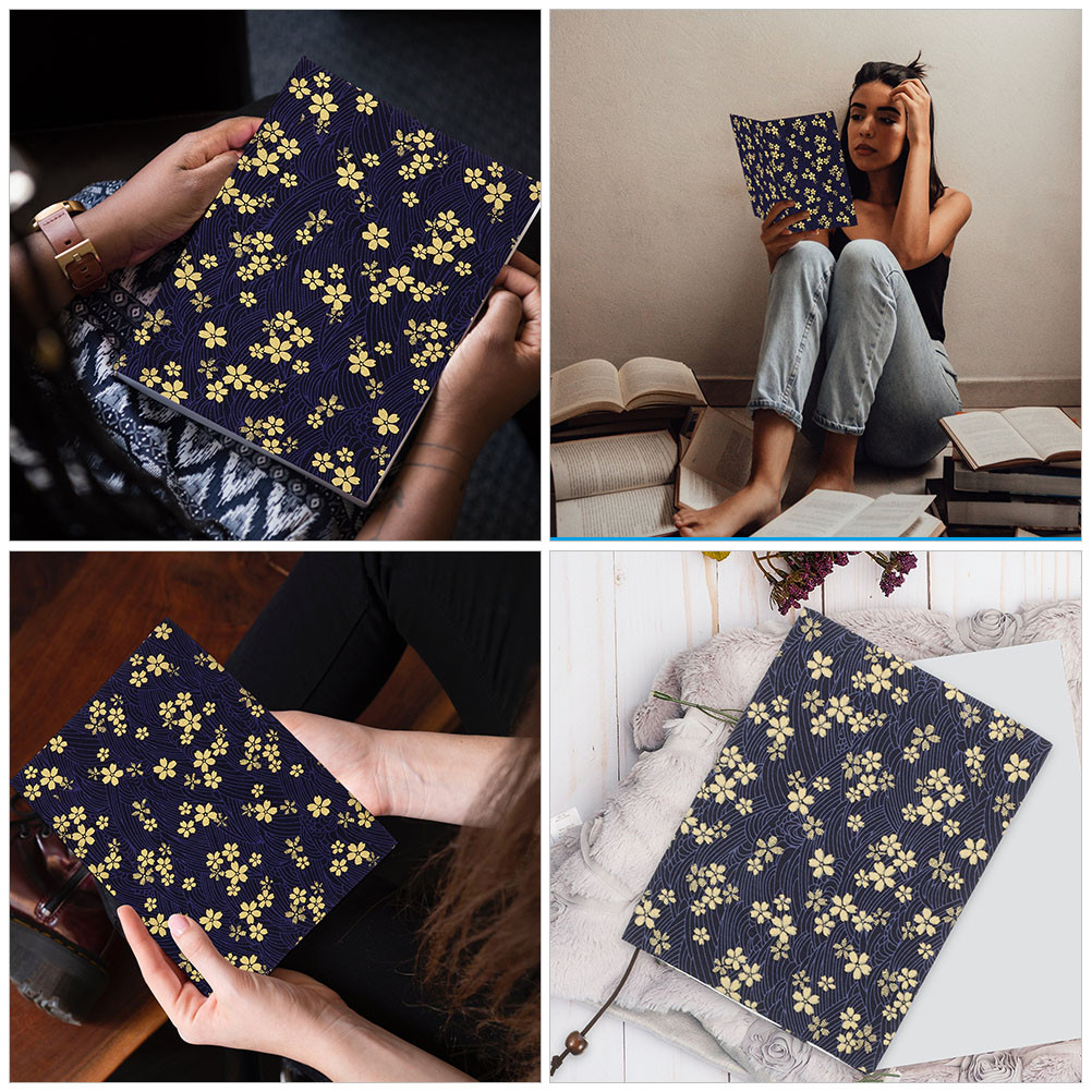 

Gold-Stitched Floral Book Cover Reusable Periodicals Fabric Protective Protector Protection Sleeve