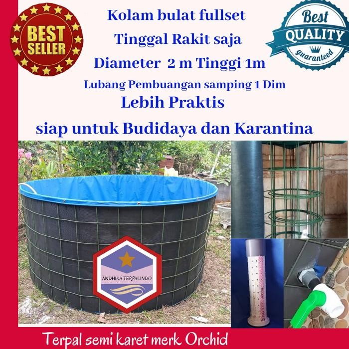 kolam terpal bulat Fullset D2T1m terpal kolam ikan kolam lele terpal gjah