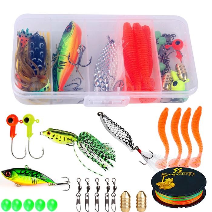 PREMIUM Perlengkapan MeMancing, Set PerAlatan MeMancing untuk Pemula Termasuk Kail Umpan Pancing,