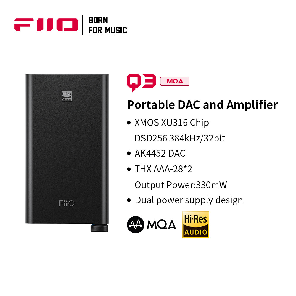 FiiO Q3 MQA-THX Balanced DAC/Headphone Amplifier DSD256 384kHz/32bit