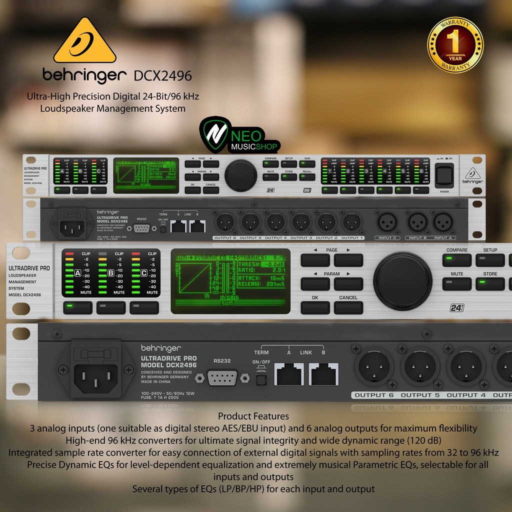 RB2233 Behringer DCX2496 Loudspeaker Management System - DLMS - 3 Inputs Original Bergaransi