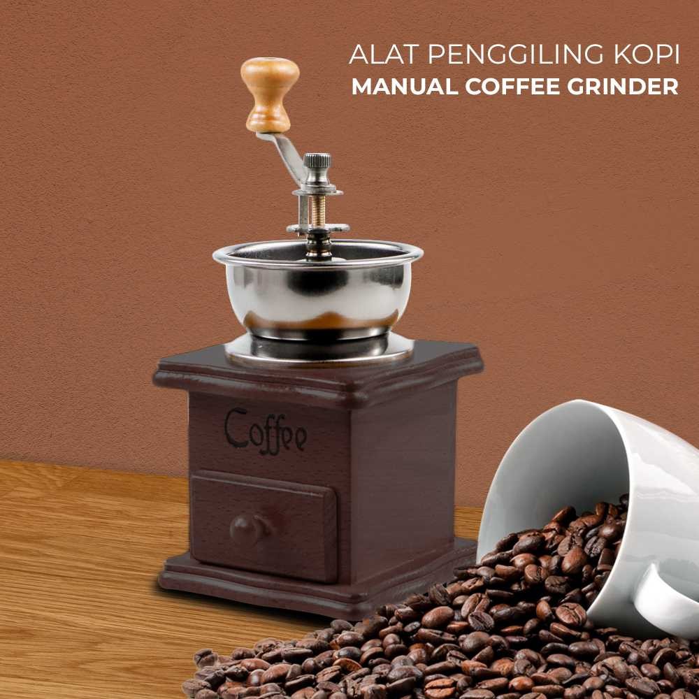 

Penggiling Kopi Manual Penggiling Kopi Kayu yang Dapat Disesuaikan Manual Coffee Grinder Wood Adjustable Coffee Grinder Warna Dark Brown