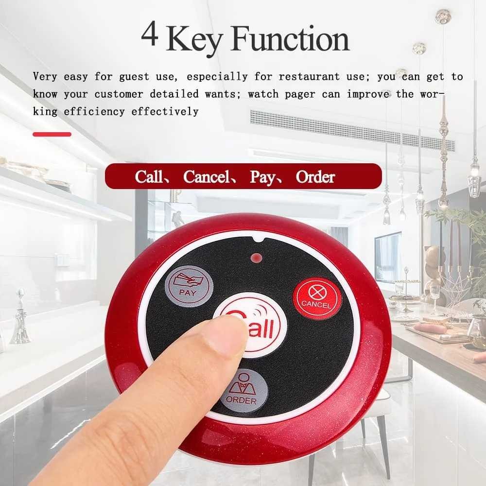 

Sistem Panggilan Pelayan Pemancar Pager Bel Pelayan 1 PCS Waiter Calling System Transmitter Pager Waiter Bell 1 PCS Warna Hitam