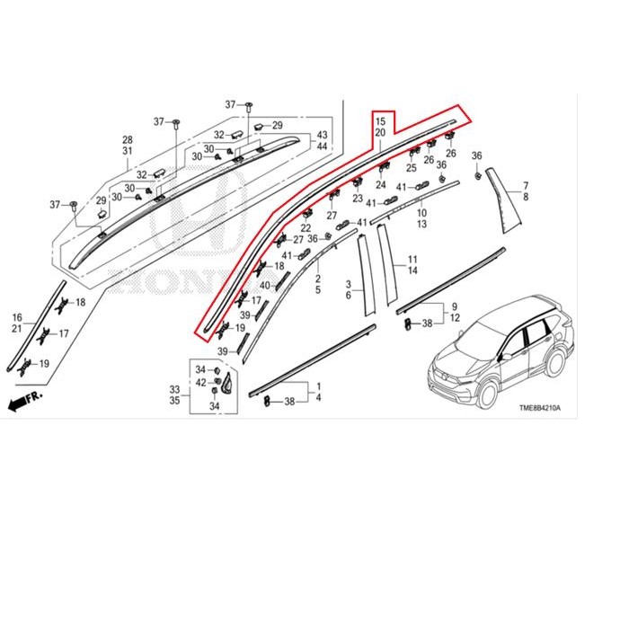 List Roof Crv Moulding Roof Crv Turbo 2018-2022 Garansi Original Asli