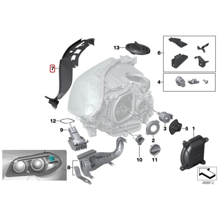 Bmw Seri 5 F10 Cover Lis Karet Seal Lampu Depan Kiri Garansi Original Asli