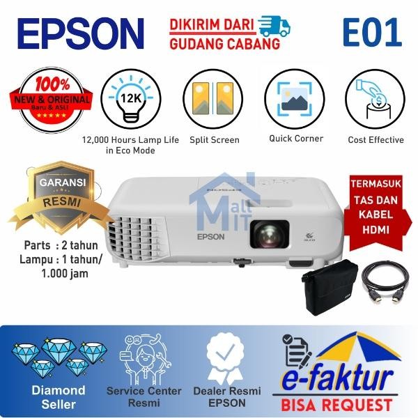 Jkt Proyektor Epson Eb-E01 Ebe01 Eb E01 Xga Pendamping Eb-E500 Eb E500 Promo