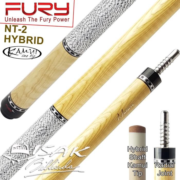 PREMIUM Fury Hybrid NT-2 Cue - Low Deflection Shaft Stick Billiard Kamui Tip