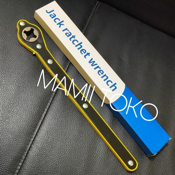PREMIUM Alat kunci pemutar dongkrak jembatan bawaan mobil Rachet wrench Putar Asli Car